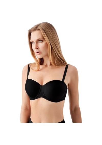 New Bra 347057 Kadın Dolgusuz Straplez Basic Desteksiz C Cup Sütyen Siyah