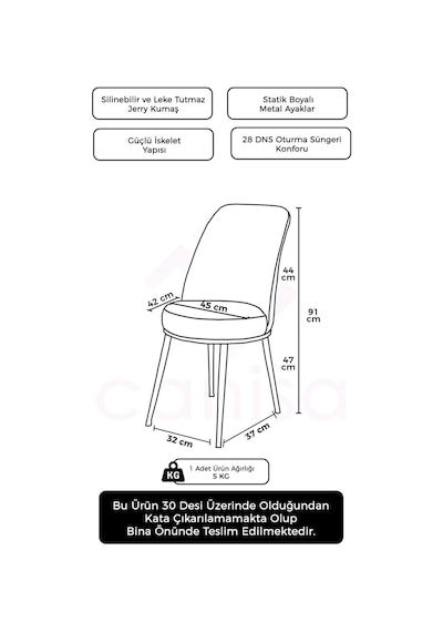 Canisa Concept Dexa Serisi, Üst Kalite Yemek Odası Sandalyesi, Metal Beyaz Iskeletli , 1 Adet Pembe Metal, Pembe