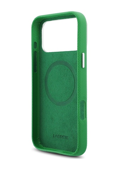 Apple iPhone 17 Pro Max Kılıf Lacoste Lisanslı M-safe Uyumlu Pvc Pike Desenli İkonik Timsah Logolu Yeşil