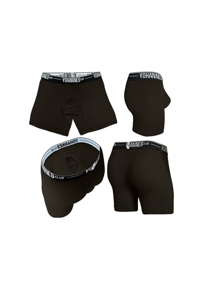 Yohannes Club, Erkek Özel Anatomik Pamuklu Boxer, Renk Seçenekli, Tekli Paket Siyah