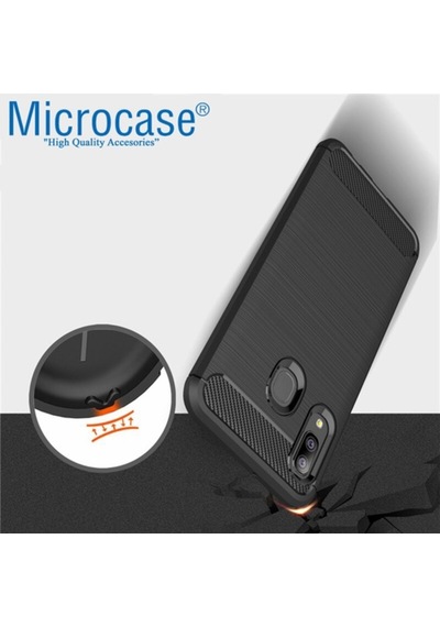 Microcase Samsung Uyumlu Galaxy M10S Brushed Carbon Kilif - Siyah 387489089
