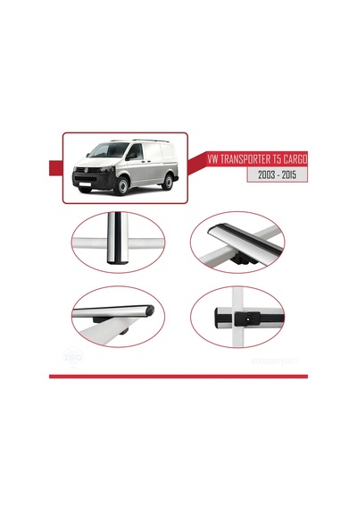 Volkswagen Transporter T5 2003-2015 Arası İle Uyumlu Basic Model Ara Atkı Tavan Barı Gri 3 Adet