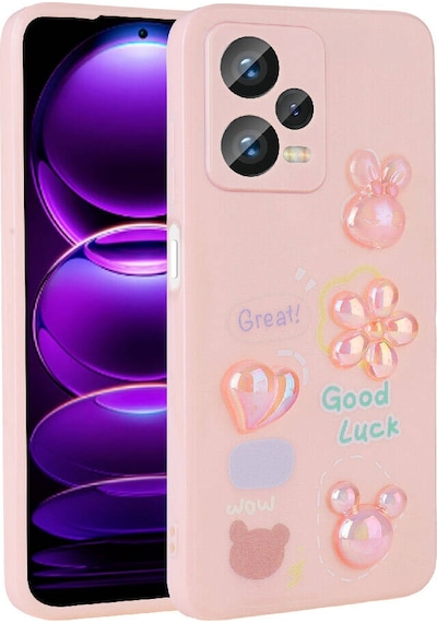 Redmi Note 12 Pro Plus 5g Kılıf Kabartma Figürlü Parlak Toys Silikon Kapak - Pembe Pembe