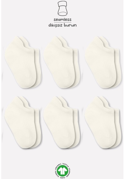 Bistyle 6lı Basic Sneakers Soket Çorap 6109 Ekru 001
