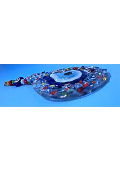 Sima Gift Mavi Nazar Boncuklu Kesme Renkli Cam Desenli Damla Duvar Süsü Nazarlık 50 x 22