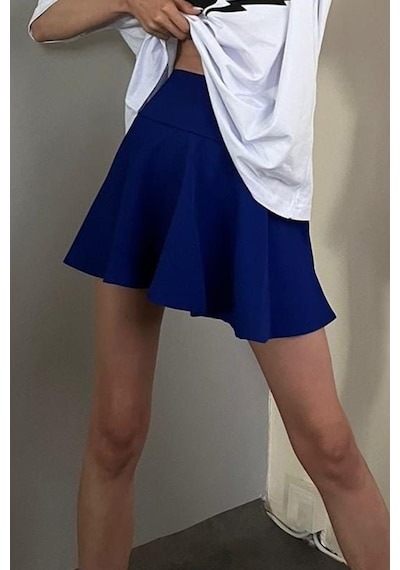 Madmext Kadın Saks Basic Kısa Tenis Etek Mg1456 Saks