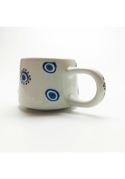 Nazar Boncuk Desenli Seramik 200 Ml Kupa Bardak Mug Tek Renk