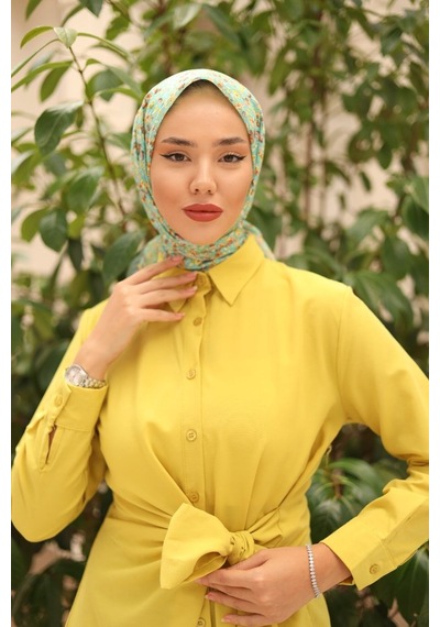 Silk Home Karanfil Desen Soft Pamuk Eşarp Çimen