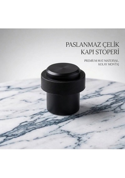 Mat Siyah Paslanmaz Çelik Kapı Stoperi Lüks Zemin Tipi Kauçuk Tamponlu Kapı Stopu
