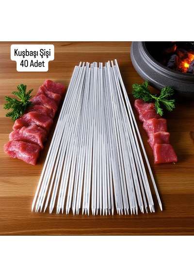 Kuşbaşı Şişi 40 Adet 55 Cm,et Mangal Yassı Şiş,barbekü Şişi