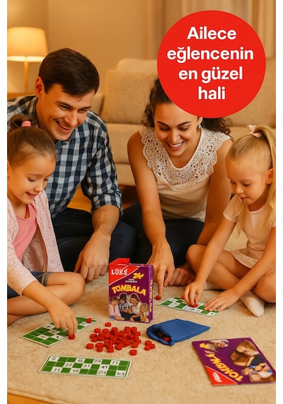 Lüks Tombala Seti 1.6 Mm Kalın Büyük Taşlı Aile Boyu Eğlencelik Tam Set Oyun 7+ Yaş Kaliteli Kartlar
