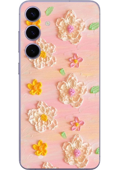 Samsung Galaxy S24 Plus Uyumlu Pastel Papatya Baskılı Silikon Kılıf Renkli