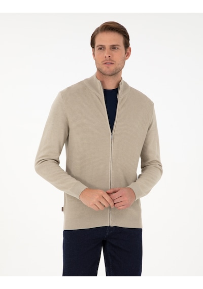 Pierre Cardin Erkek Kum Melanj Hırka Triko 50300497-vr123 Kum