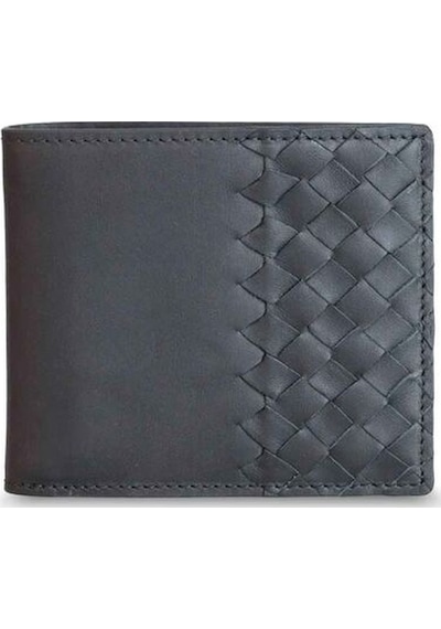 Guard Mat Siyah El Örgüsü Hakiki Deri Erkek Cüzdan P1330 Siyah