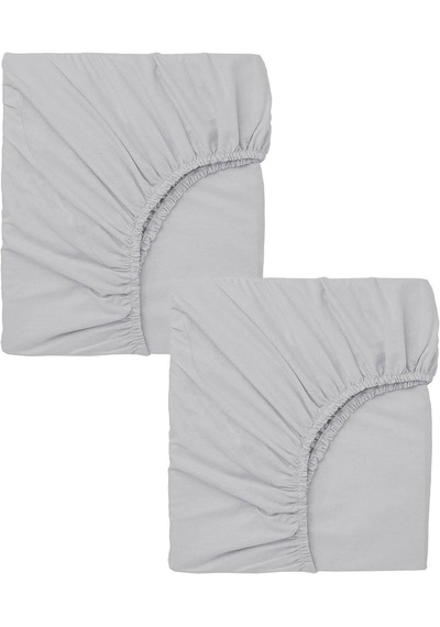 2 Adet 50x90 Cm Anne Yanı Lastikli Penye Kumaş Bebek Çarşafı-gri