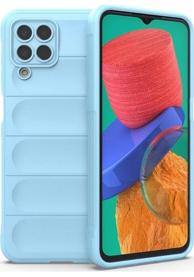 Samsung Galaxy M33 Uyumlu Silikon Kılıf - Kamera Korumalı Esnek Yeni Nesil Airbag Kapak - Mavi