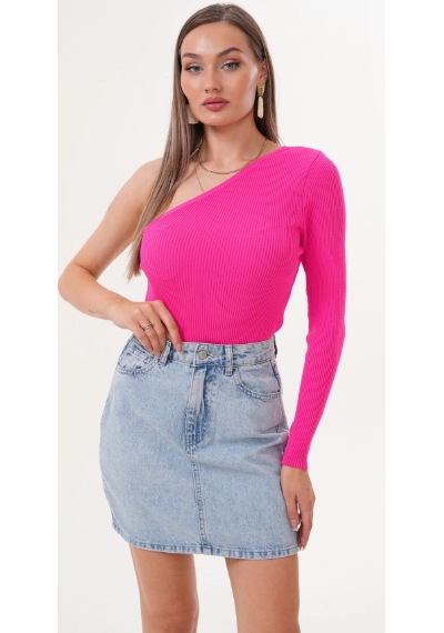 Eseclass Kadın Açık Mavi Yüksek Bel Denim Mini Etek - Klasik Yıkamalı Kot Etek