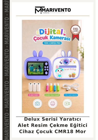 Delux Serisi Yaratıcı Alet Resim Çekme Eğitici Cihaz Çocuk Cmr18 Mor