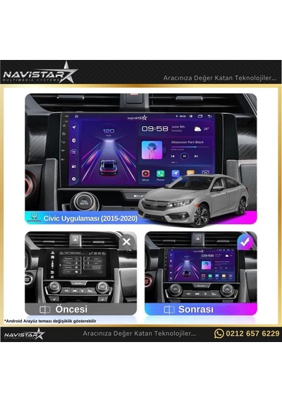 Honda Civic 2+32gb Android 13 Kablosuz Carplay 2015-2020 Navigas
