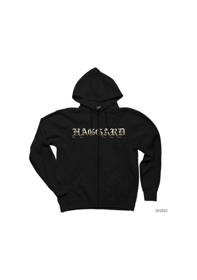 Haggard Logo Siyah Fermuarlı Kapşonlu Sweatshirt