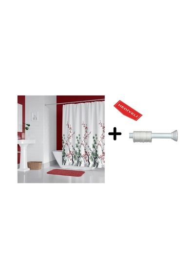 Banyo Duş Perdesi 7766 120x200 Perde Borusu Askı Aparatı 90x130 Hediyeli Çok Renkli