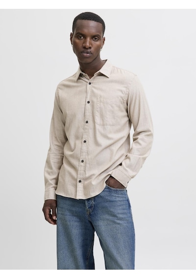 Jack & Jones Erkek Dügme Kapamali %100 Pamuk Gömlek - Classic - 12278416 Oatmeal