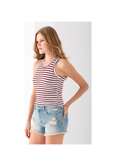 Giysa Kadın Bisiklet Yaka Çizgili Basic Body Bordo - 25510 Bordo