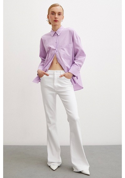 Never More Regular Fit Poplin Gömlek Lila