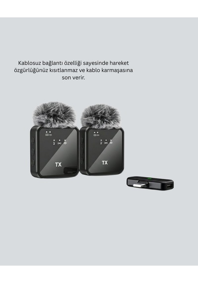 2 Li - 207 - Kablosuz Yaka Mikrofonu Type-c Ve Lightning Uyumlu - Zero-hls - Profesyonel Set