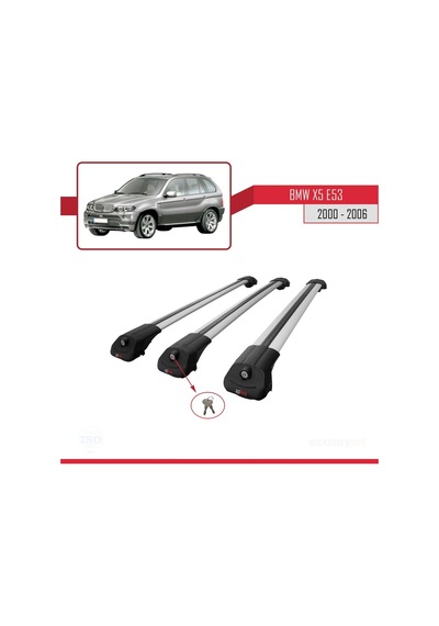 Bmw X5 E53 2000-2006 Arası İle Uyumlu Ace-1 Ara Atkı Tavan Barı Gri 3 Adet Bar