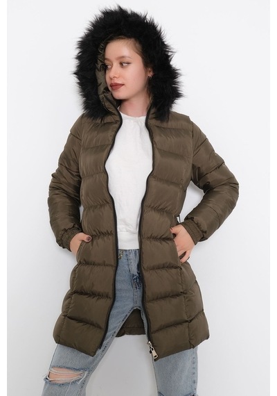 Kemerli Şişme Mont Haki - 6117.1555. Haki