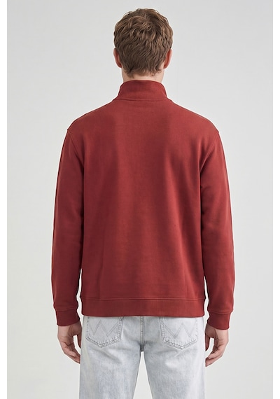 Wrangler Pamuklu Regular Fit Dik Yaka Fermuarlı Selanik Örgü Sweatshirt Bordo