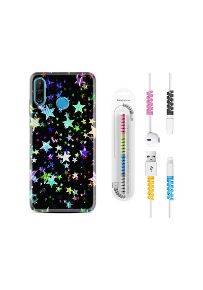 Huawei P30 Lite Kılıf Kablo Koruyuculu Yıldızlar 1601