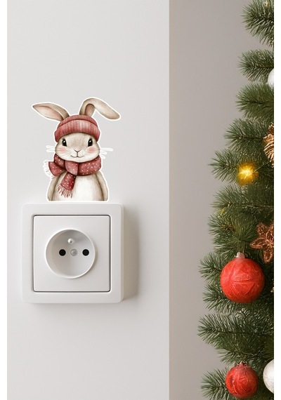6 Lı Yeni Yıl Temalı Mini Sticker Priz Sticker Yılbaşı Yeni Yıl Mini Boy Sticker Seti 6 Lı Soft Dijital Baskı