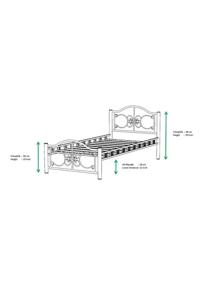 Argimo Pero Tek Kişilik Ferforje Metal Beyaz Karyola 90x190