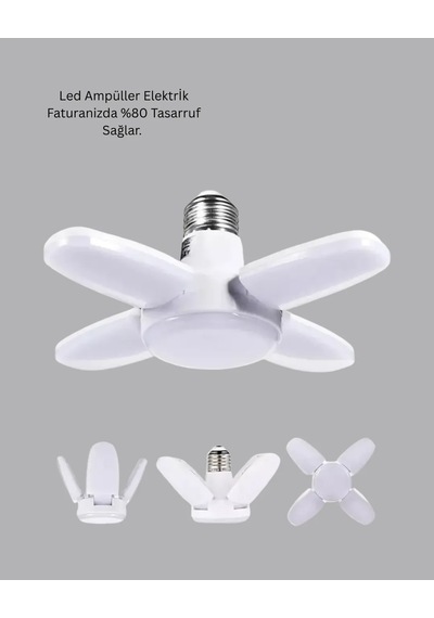Tasarruflu Pervane Led Ampül 4 Kollu 60 Watt Geniş Alan Aydınlatma Diğer