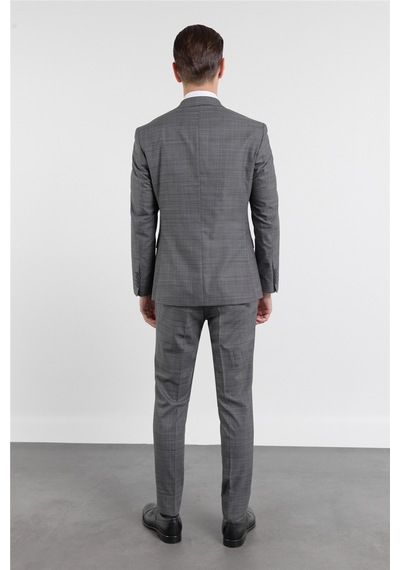 İmza Füme Mono Yaka 6 Drop Slim Fit Tam Astar Esnek Takım Elbise 1001255160