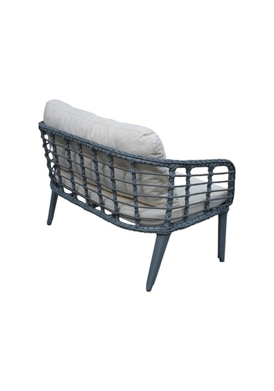 Kartepe Galvaniz Sadece İkili Oturak,gri Rattan/krem Kumaş