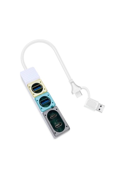 Çok Fonksiyonlu Usb 3.0 Çoklayıcı Ve Kart Okuyuculu Hub Adaptör Tip-c Ve Usb Girişli Çok Amaçlı Taşınabilir Kart Okuyucu