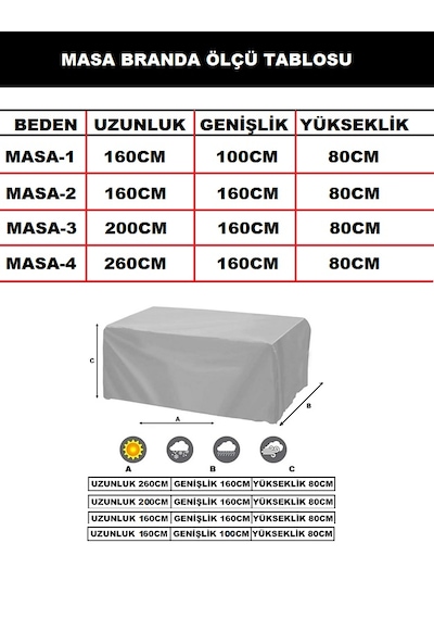 Premium Kalın Bahçe Mobilya Brandası Masa Sandalye Kılıfı,bedenli Gri - Gri