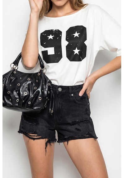 Shade Kadın Kayık Yaka Baskılı Oversize %100 Pamuk T-shirt Öt100005 60286270 - Beyaz