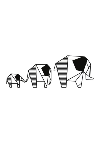 Fil Ailesi Elephant Family 3d Duvar Dekoru - Şık Ve Minimalist Tasarım 12cm-15cm-20cm 3'lü