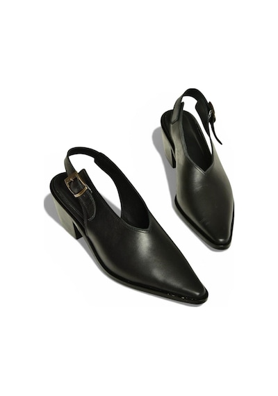 Fox Shoes Y654300203 Siyah Hakiki Deri Alçak Topuklu Western Ayakkabı Siyah