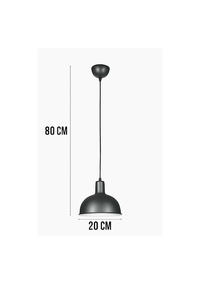 Luna Siyah İçi Beyaz Renk Modern Tasarım Metal Cafe - Mutfak Tekli Avize Siyah