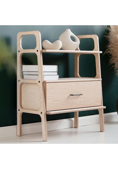 Woodesk Boulder, Ahşap Çekmeceli Kitaplık, 90x75 Natural Renk