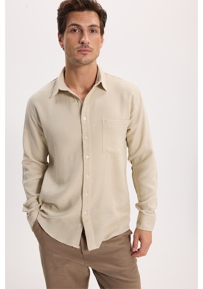 Tudors Erkek Relax Fit Rahat Kesim Oversize Müslin Viskon Pamuklu Tek Cepli Düz Bej Gömlek-42674 Tudors Erkek Relax Fit Rahat Kesim Oversize Müslin Viskon Pamuklu Tek Cepli Düz Bej Gömlek-42674