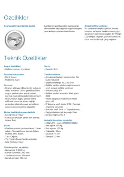 Philips Burlap Tavan / Duvar Nikel Sıva Üstü Spot 3'lü 3 Adet E14 Led Ampul Hediye Beyaz