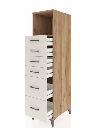 Kronos Dolap Tek Raflı 6 Çekmeceli 44x59x182 Çam-aytaşı Çam