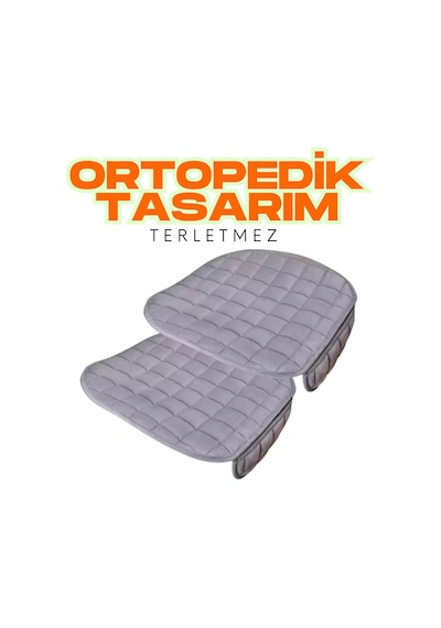 Gri Kadife Yüzeyli Araba Oturak Minderi Kaymaz, Ön/arka Koltuklara Uyumlu