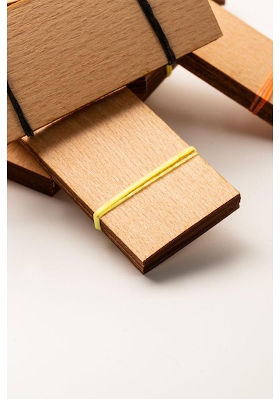 Rufus Concept Ahşap Mum Fitili + Yapışkanlı Sehpa - 100 Adet 30mm X 75mm X 0,5mm Kahverengi